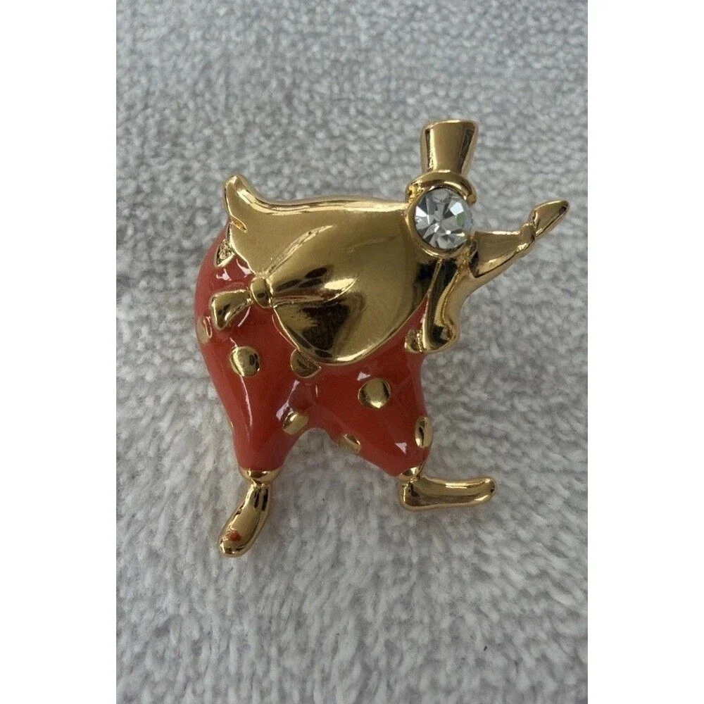 Vintage Trifari Enamel Clown Pins Tie Tacks 1997 Set Of 3 Gold Whimsical Circus